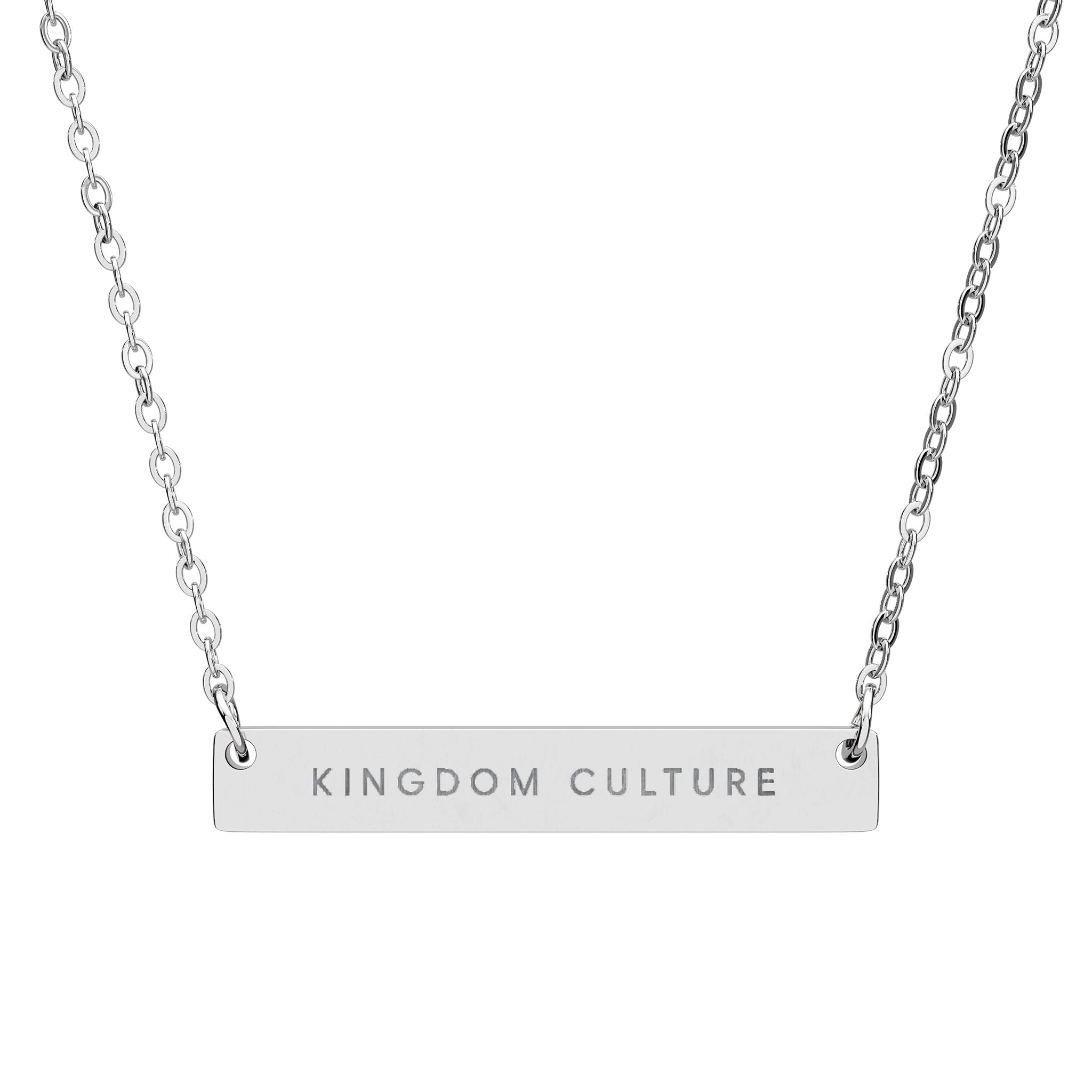 Kingdom Culture Horizontal Bar Necklace — Engraved