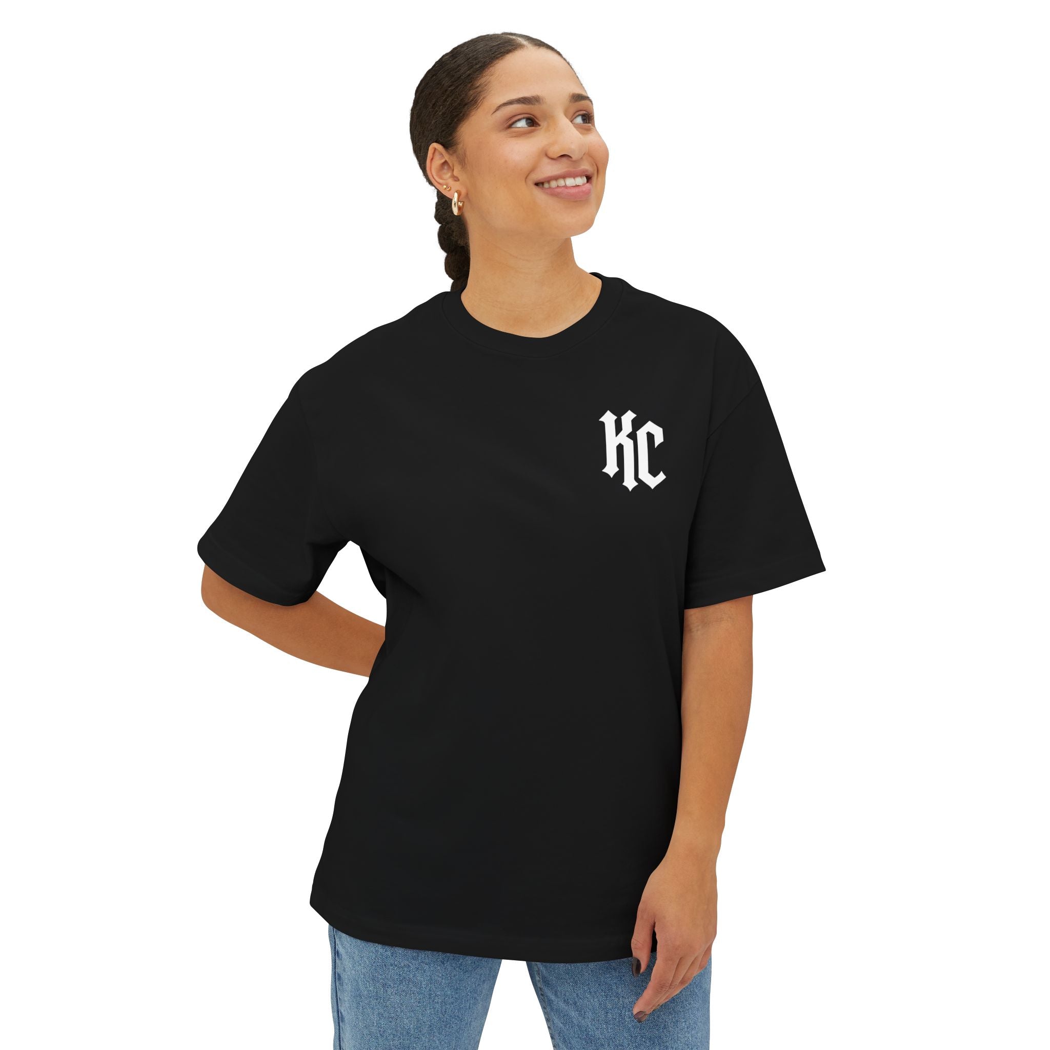 KC MONOGRAM OVERSIZED TEE - BLACK