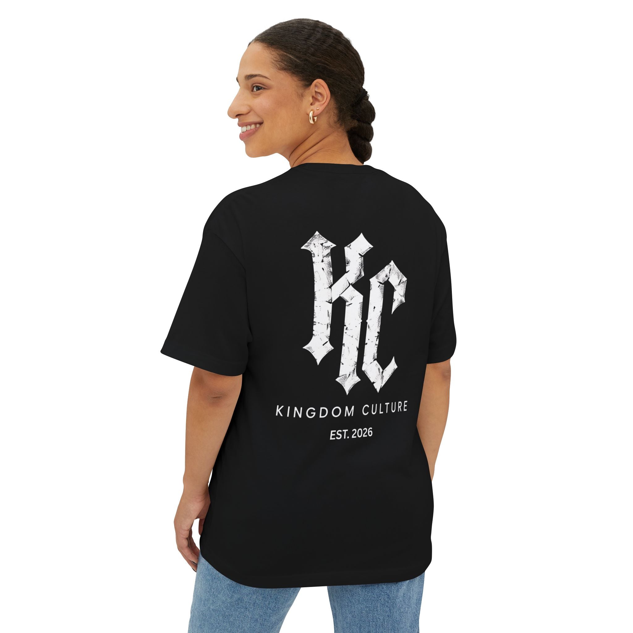 KC MONOGRAM OVERSIZED TEE - BLACK